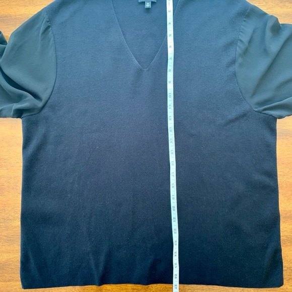 Talbots Dressy V Neck Sweater With Sheer Sleeves - Picture 9 of 11